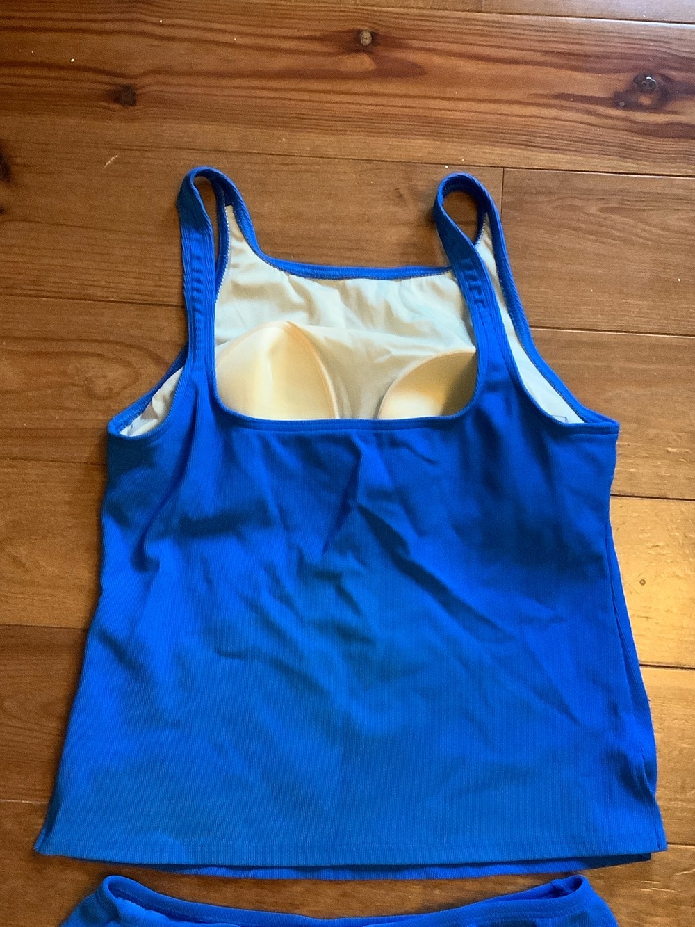 Lands' End Bright Blue Tankini Top with Swim Skirt - Picture 3 of 7